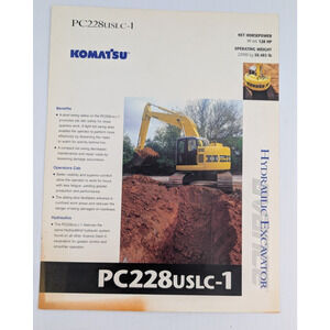 KOMATSU Hydraulic Excavator PC228USLC-1 Brochure Dealers Sales Booklet 1998